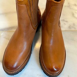 Frye cognac boots booties